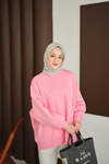 Bisiklet Yaka Sweat Pembe