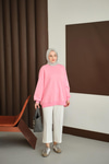 Bisiklet Yaka Sweat Pembe