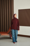 Bisiklet Yaka Triko Tunik Bordo