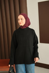 Bisiklet Yaka Triko Tunik Siyah