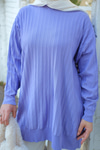 Bisiklet Yaka Tunik Lila
