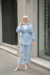 Boncuk Detay Kimono Takım Bebe Mavi