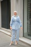 Boncuk Detay Kimono Takım Bebe Mavi