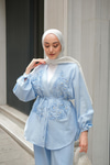 Boncuk Detay Kimono Takım Bebe Mavi