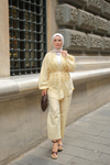 Boncuk Detay Kimono Takım Sarı