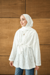 Brode Taş İşlemeli Kimono Beyaz