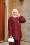Broş Detay Jennıfer Takım Bordo