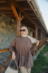 Büzgü Detay Garnili Sweatshirt Kahve