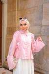 Büzgü Detaylı Gömlek Pembe
