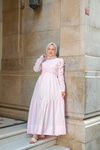 Büzgülü Poplin Elbise Pembe