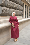 Ceketli Poplin Elbise Bordo