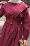 Ceketli Poplin Elbise Bordo