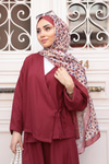 Çicek Desen Soft Şal Bordo