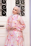 Çicek Desenli Elbise Pembe