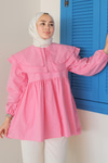 Çift Yaka Gupurlu Gömlek Pembe