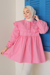 Çift Yaka Gupurlu Gömlek Pembe