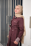 Çıt Çıt Detaylı Dikiş Detay Bel Bağlamalı Takım Bordo