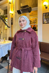Çıtçıt Detay Bel Bağlamalı Kaban Mürdüm