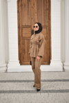 Çıtçıtlı Gabardin Bel bağlamalı takım Vizon