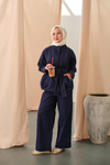 Çıtçıtlı Gabardin Takım Lacivert