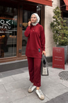 Çıtçıtlı İkili Takım Bordo