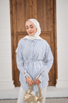 Çizgi Desenli Sim Detay Gömlek Lacivert