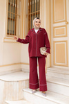 Çizgi Detay İkili Takım Bordo