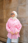 Çizgili Poplin Gömlek Pembe