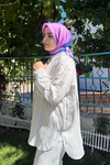 Çizgili Salaş Gömlek Bordo-Beyaz