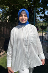 Çizgili Salaş Gömlek Lacivert-Beyaz
