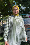 Çizgili Salaş Gömlek Yeşil
