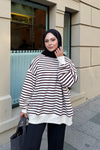 Çizgili Şardonlu Sweat Bordo