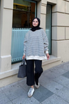 Çizgili Şardonlu Sweat Lacivert