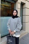 Çizgili Şardonlu Sweat Lacivert