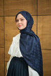 Dama Monogram Şal Lacivert