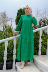 DANTEL DETAYLI ELBISE YESIL