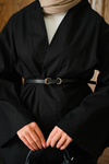 Deri Kemerli Kimono Takım Siyah