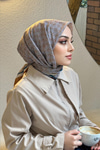 Desenli Soft Eşarp Kahverengi