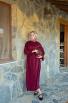 Dikiş Detay Bağlamalı Elbise Bordo