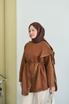 Dikişleri Deri Detay Ceket Taba