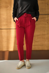 DUBLE KAPLAMA KEMERLI PANTOLON Bordo