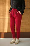 DUBLE KAPLAMA KEMERLI PANTOLON Bordo