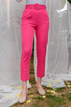 DUBLE KAPLAMA KEMERLI PANTOLON PEMBE
