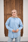 Düz Oversize Gömlek Bebe Mavi