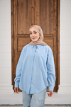 Düz Oversize Gömlek Bebe Mavi