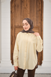 Düz Oversize Gömlek Krem