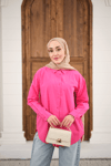 Düz Oversize Gömlek Pembe