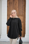Düz Oversize Gömlek Siyah