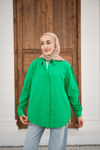 Düz Oversize Gömlek Yeşil