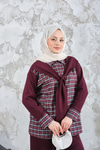 Ekose Desen İkili Takım Bordo